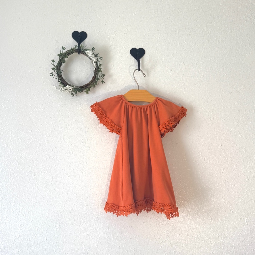 Shabby Chic Boutique Rust Lace Trim Top Baby Girl 12M